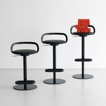 Superior Lapalma Mak stool with sleek metal and gently curved lines in matte black finish