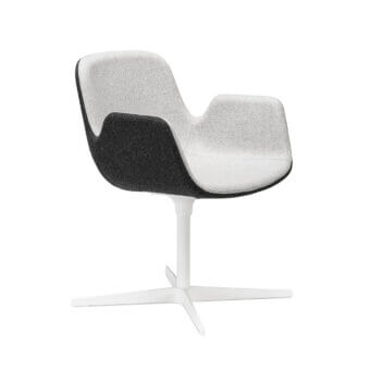 Exceptional Lapalma Pass armchair in two-tone gray textile with a swiveling white base crafted in Italy