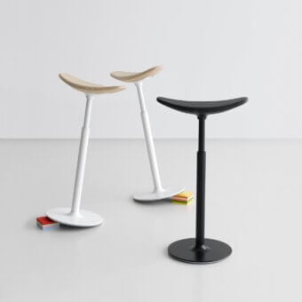 Exceptional Lapalma Ryo stool with light wood seat and matte white metal column offering a balanced aesthetic
