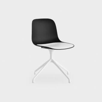 Distinctive Lapalma Seela chair with molded dark polypropylene and white four-spoke polypropylene base in matte finish