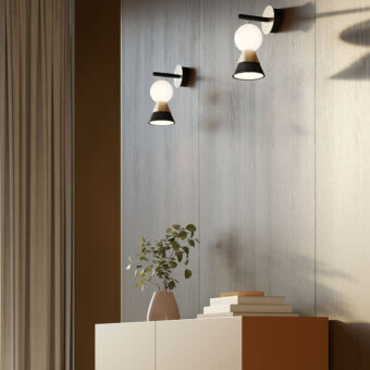 Superior Masiero Bozu wall lamp with galvanized and matt black painted metal and opaline Murano triplex glass diffuser