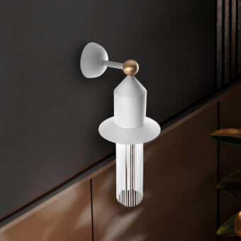 Distinguished Masiero Nappe wall lamp crafted in painted metal with delicate metal rods and matte white finish