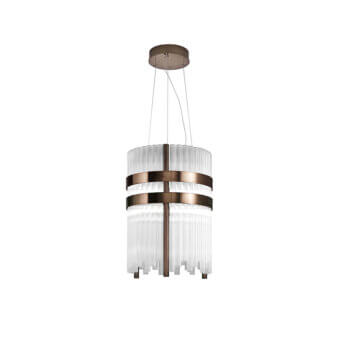 Captivating DV Home Collection Elite suspension lamp in clear canneté glass with geometric metal structure and warm bronze tones