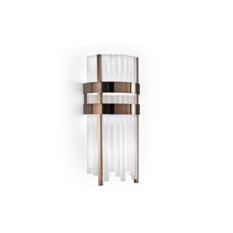 Exclusive DV Home Collection Elite Round Wall Lamp with transparent cannetè glass and reddish-bronze metal bands in satin finish