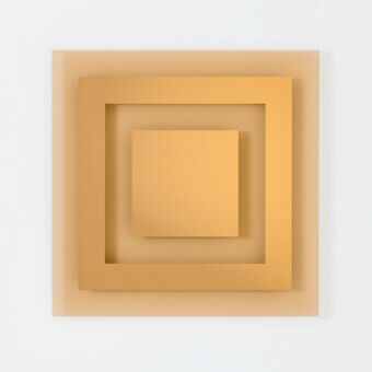 Distinctive Glas Italia Andromeda mirror crafted from glass with a layered geometric design and amber finish
