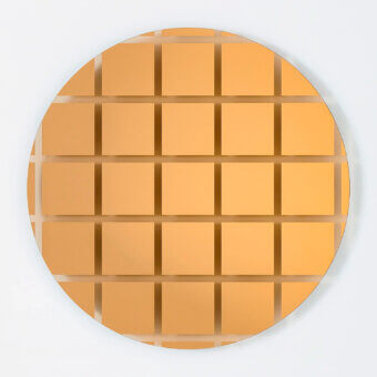 Exceptional Glas Italia Andromeda mirror crafted from glass in an amber hue with a minimalist grid finish