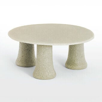 Distinguished Glas Italia Babar coffee table crafted in pale beige conglomerate with recycled glass grit and a subtly mottled matte finish