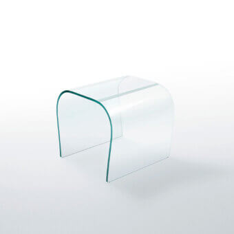 Exceptional Glas Italia Bent ottoman crafted from a single sheet of transparent extralight glass with curved form