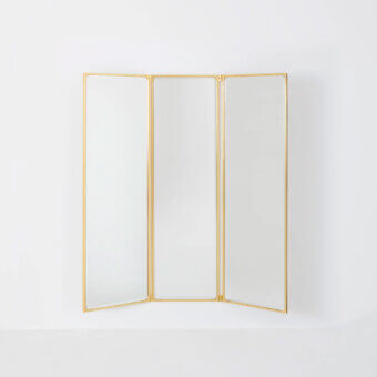 Superior Glas Italia Como mirror built in shiny-polished untreated solid brass with rotating panels and refined matt lacquered glass rear