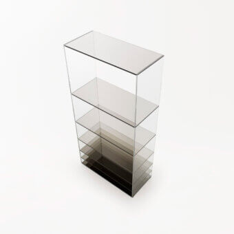 Superior Glas Italia Deep Sea bookcase crafted in laminated transparent extralight glass with gradient grey to blue finish