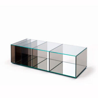 Exceptional Glas Italia Deep Sea coffee table built in laminated transparent extralight glass with grey gradient finish