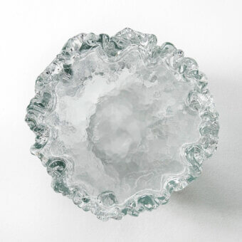 Superior Glas Italia Fountain Murano table sculpted in greenish-blue poured glass with undulating form