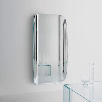 Exceptional Glas Italia Marlene mirror crafted in 6mm extralight glass with a high gloss silvered surface and recessed detailing