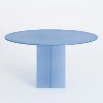 Superior Glas Italia Simoon table built in pale blue glass with a uniformly matte, grit-like texture