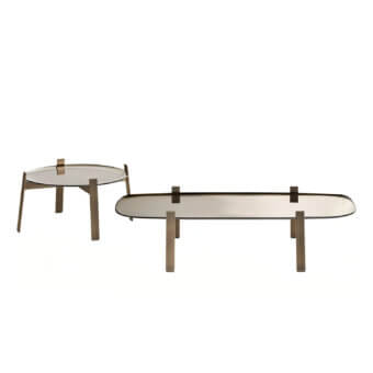 Exceptional Glas Italia 5 O'Clock coffee table with curved bronze glass tabletop and bronze-finished steel frame