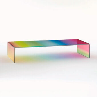 Exceptional Glas Italia Dark Side Of The Moon coffee table in laminated extralight glass with rainbow gradient finish