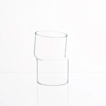 Superior Glas Italia Transformer Vase crafted in clear borosilicate glass with uniquely nested cylindrical shapes and a glossy finish