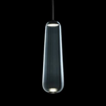 Exceptional melogranoblu Api suspension lamp crafted in sapphire hand-blown glass with pleated detailing and glossy finish