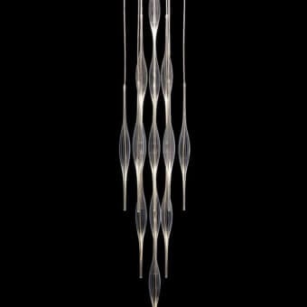 Lavish melogranoblu Hydra - Beta suspension lamp crafted in Italy with hand-blown glass pendants and bright polished silver finish