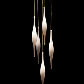 Superior melogranoblu Hydra - Delta suspension lamp with frosted glass pendants and gold-toned metallic cords crafted in Italy