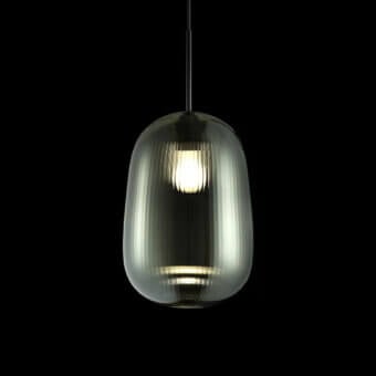 Exceptional melogranoblu Maat suspension lamp crafted in sapphire pleated blown glass with a sleek black power cord