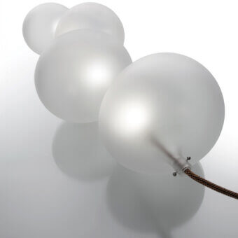 Exceptional melogranoblu Serendipity lamp with clustered frosted glass spheres and satin off-white tone