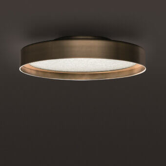 Elegant Oluce Berlin Wall/Ceiling lamp crafted in metal with wired glass and matte dark bronze finish