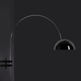 Elegant Oluce Coupé wall lamp crafted in metal with a high-gloss sheen and versatile directional mechanism