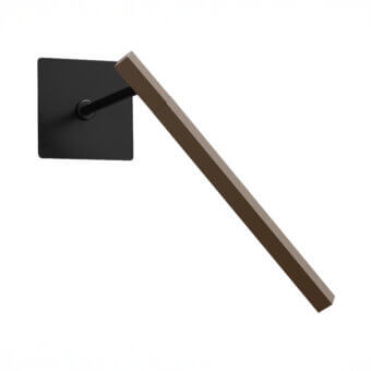Distinguished Oluce Ilo wall lamp crafted in aluminum with a muted bronze finish and dark shade base offering directional light