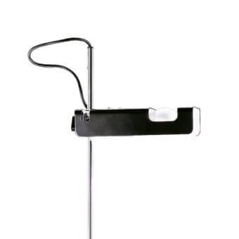 Elegant Oluce Spider floor lamp crafted in fire-painted metal and polished chrome with a sleek black finish