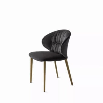 Distinguished Bontempi Drop chair with dark gray velvet upholstery and smooth gold-tone metal frame