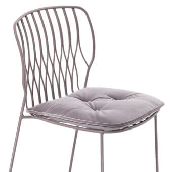 Distinguished Bontempi Freak chair with matte lavender metal framing and plush textured seat cushioning crafted in Italy