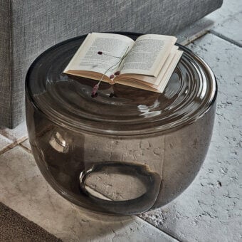 Captivating Bontempi H2O coffee table crafted in smoky gray-brown hand-blown glass with a glossy finish