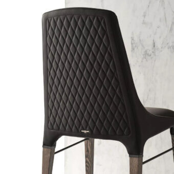 Superior Bontempi Kelly chair with quilted back and dark stained hardwood frame crafted in Italy