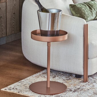 Exceptional Bontempi Lift side table crafted in metal with a muted copper finish for Italian luxury