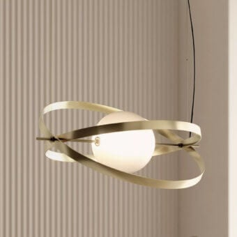 Exceptional Bontempi Papillon suspension lamp crafted in metal with satin finish and frosted glass core
