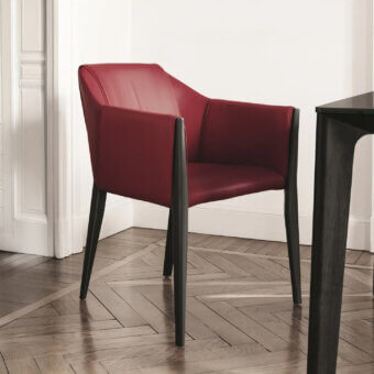 Elegant Bontempi Sveva chair with burgundy matte upholstery and dark-toned wood frame construction