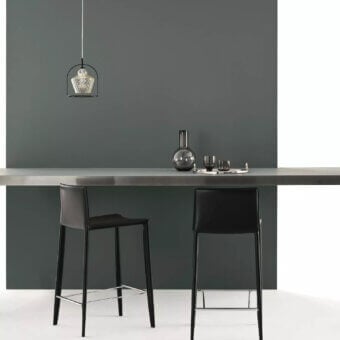 Superior Bontempi Swing suspension lamp with captivating blown glass shades and polished light-toned silver metal structure