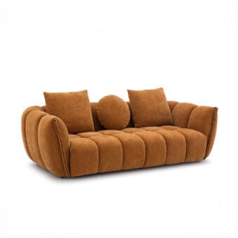 Superior Egoitaliano Eros sofa with earthy brown corduroy-like textile and black ABS feet crafted in Italy