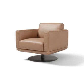 Captivating Egoitaliano Gloria lounge chair with light tan leather upholstery and metal swivel base