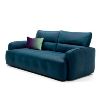 Innovative Egoitaliano Mavie sofa with textured matte teal synthetic upholstery and black ABS feet
