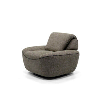 Exclusive Egoitaliano Smirk lounge chair with adjustable backrest upholstered in textured neutral gray textile with black painted steel base