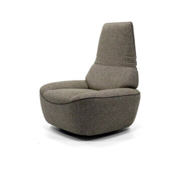 Exceptional Egoitaliano Smirk lounge chair with enveloping form upholstered in neutral gray textile and matte finish