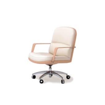 Superior Mascheroni Ingenium office armchair with luxurious leather upholstery and sleek metal base built with black wheels