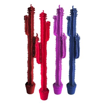 Superior Adriani e Rossi Cactus Velvet Sculpture sculpture with columnar forms in vibrant reds, soft pinks and deep indigo velvet finish