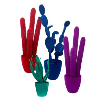 Exceptional Adriani e Rossi Cactus sculpture in purple velvet with a rich, luxurious finish