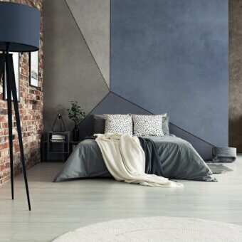 Distinguished Adriani e Rossi Caleido wallpaper with geometric patterns in navy blue and light gray crafted with a soft-touch matte finish
