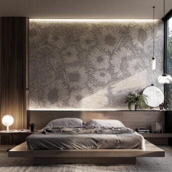 Superior Adriani e Rossi Charlotte wallpaper with sketched floral design in a muted beige hue and customizable finishes