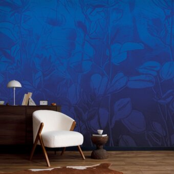 Superior Adriani e Rossi Flowers wallpaper with gradient blue floral design and fiberglass base offering a smooth matte finish