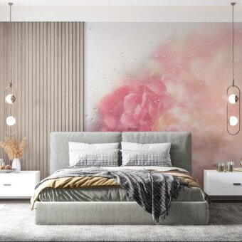 Superior Adriani e Rossi Greta wallpaper with contemporary floral design in soft pink shades and subtle water droplet texture with fiberglass finish